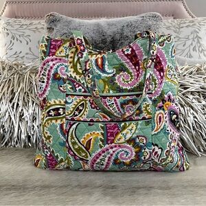 VERA BRADLEY Tutti Frutti 2013 Snap Curvy Tote Tall Snap Green Pink Paisley